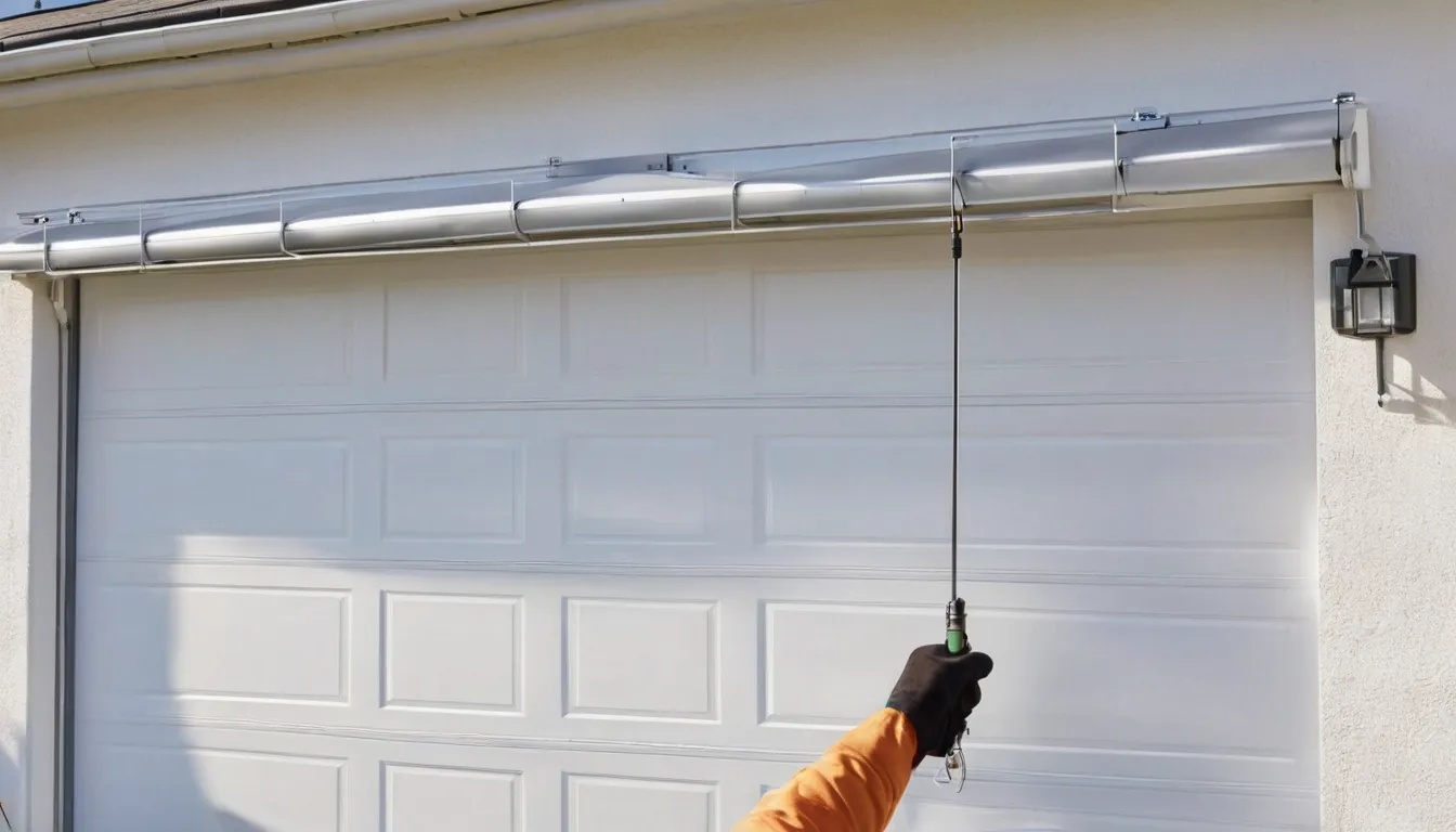 A local provider replacing a torsion spring above a residential garage door in Lake Forest