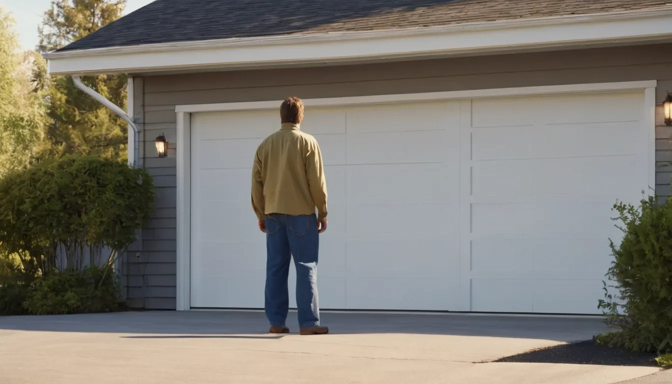 A homeowner in Lake Forest looking at a garage door with a local provider